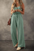 Knotted Straps Button Textured Drawstring Jumpsuit